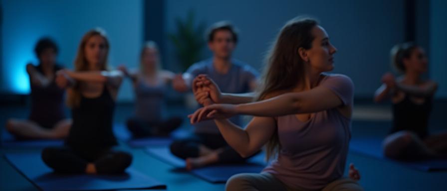 Beginner yoga class in progress